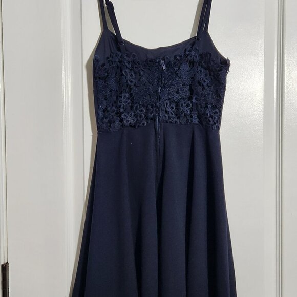 City Studio Navy Blue A-Line Skater Lace Back Mini Cocktail Dress Size 1 - Picture 2 of 5